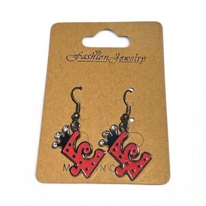 Pink Crown “E” Initial Dangle Earrings